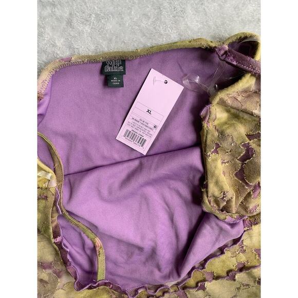 Wild Fable Women’s Dress Large NWT Green Purple Boho Garden Fairy Gremlin Core X - Picture 6 of 7